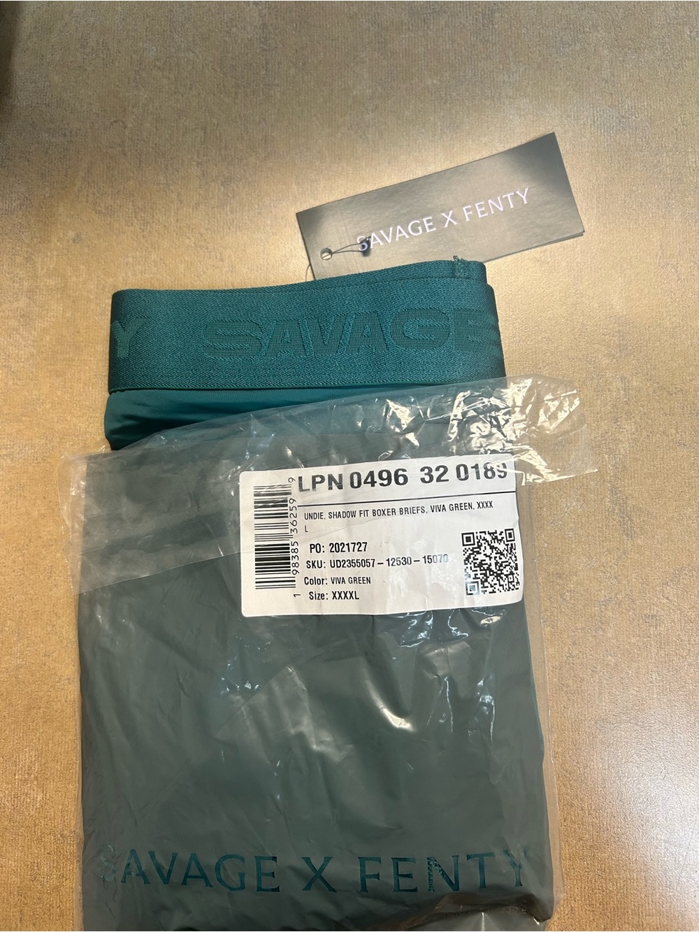 Savage X Fenty Shadow Fit Boxer Briefs 4X Men’s NWT Viva Green Underwear